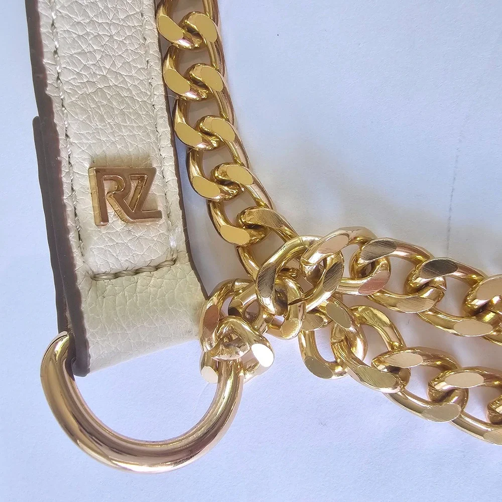 NWT Rachel Zoe Angelica Shoulder‎ Bag Purse Bone Beige Tufted Gold Chain Leopard - Picture 4 of 10